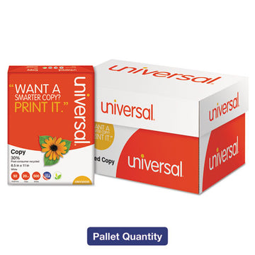 Universal® 30% Recycled Copy Paper, 92 Bright, 20 Lb, 8.5 X 11, White, 500 Sheets-ream, 10 Reams-carton, 40 Cartons-pallet freeshipping - TVN Wholesale